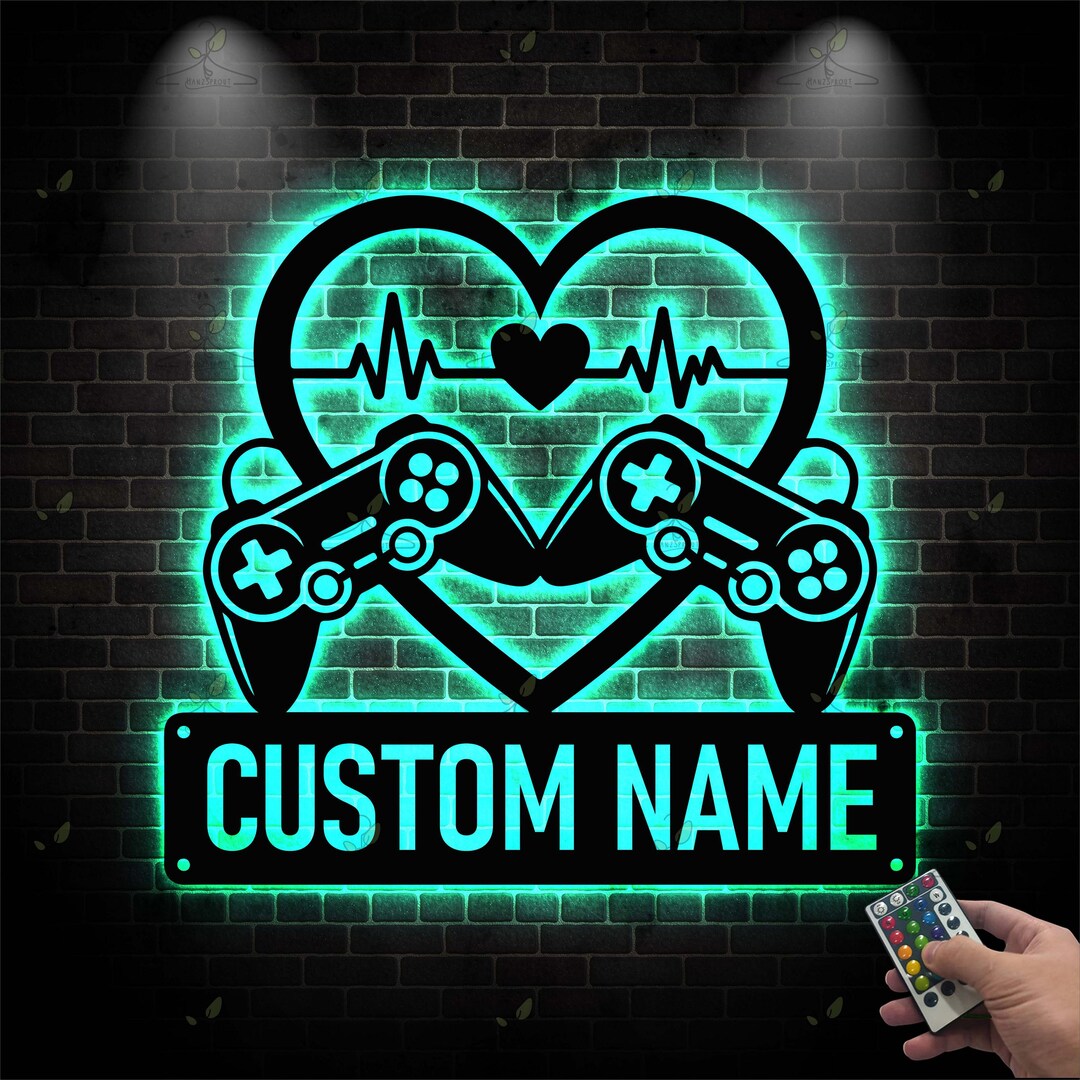 Custom LED Gaming Sign, Personalized Gamer Wall Art, Couple Name Light ...