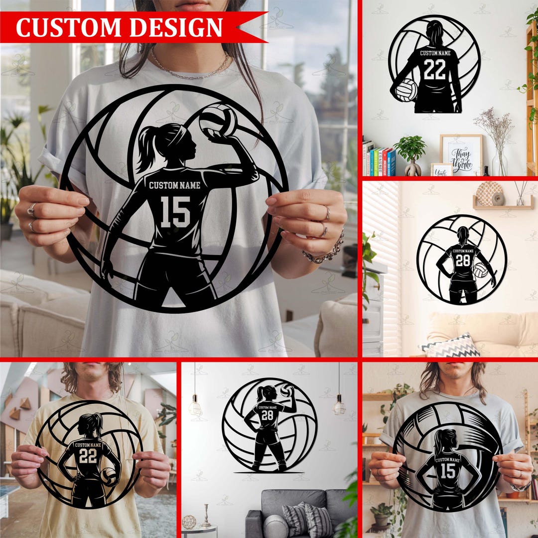 Personalized Volleyball Metal Sign, Custom Name Wall Art, Volleyball ...