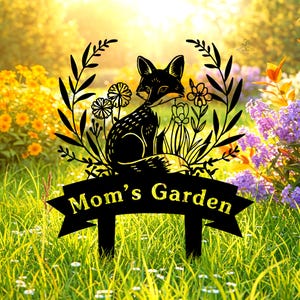 Personalized Fox Garden Sign, Custom Metal Garden Stake, Fox Art Garden Plaque, Unique Fox Lover Gift, Fox Garden Decor, Fox Backyard Decor