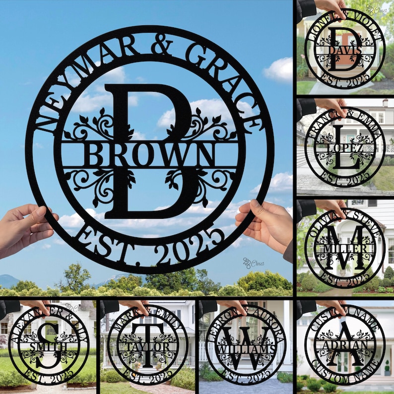 Personalized metal Monogram Wall Art, Custom family Name Sign, Wedding ...