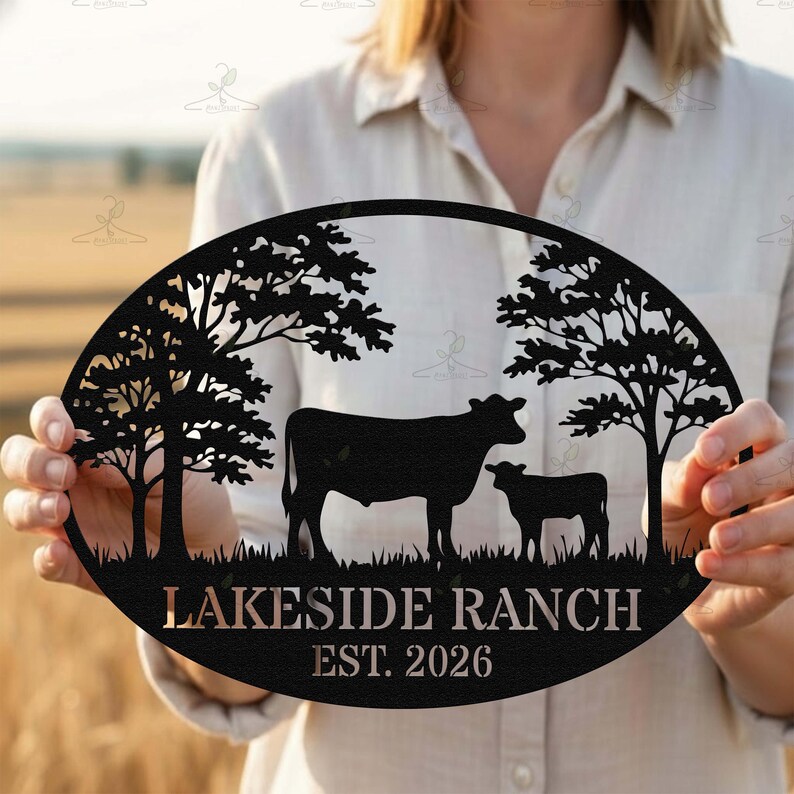Custom Cattle Ranch Sign Custom Cattle Ranch Metal Sign: Personalized Farm Name, Outdoor Decor ...