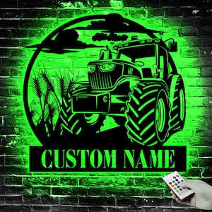 Farm Sign Custom Tractor Driver Metal Wall Art LED Light Personalized Farm Tractor Name Sign Home Decor Truck Decor Birthday Gift for farmer