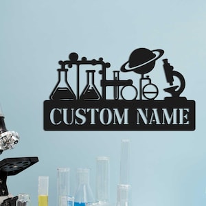 Personalized Scientist Name Metal Sign, Science Class Sign, Custom Classroom Sign, Classroom Decor,Chemist Sign,Laboratory Sign,Teacher Gift