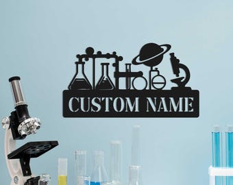 Personalized Scientist Name Metal Sign, Science Class Sign, Custom Classroom Sign, Classroom Decor,Chemist Sign,Laboratory Sign,Teacher Gift