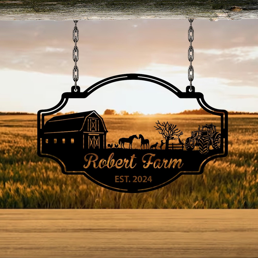 Personalized Farmhouse Sign, Metal Farm Sign, Custom Metal Farm Name ...