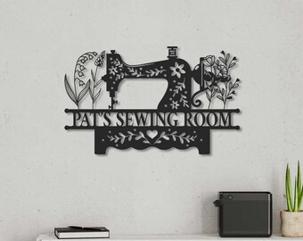 Sewing Room Metal Wall Art Custom, Sewing Room Sign, Sewing Machine Sign ,Sewing Machine wall art, Monogram Sewing Machine, Gift for Mom