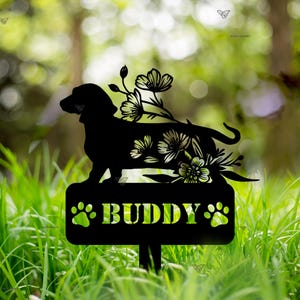 Personalized Dachshund Dog Memorial Stake, Custom Dog Cemetery Stake,Dachshund Remembrance Stake, Buddy Paw Prints, Dog Loss Gift, Pet Loss