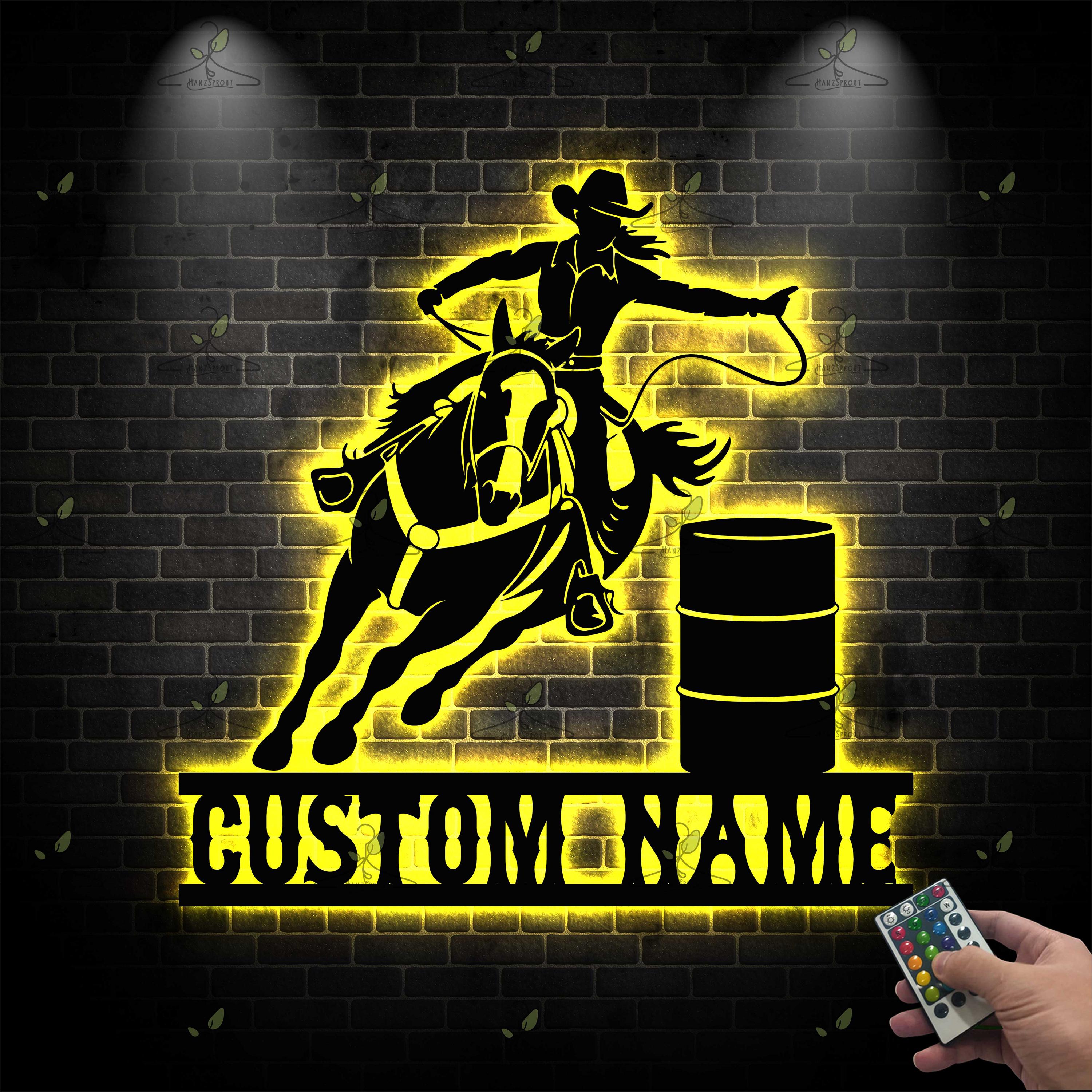 Custom Barrel Racer LED Metal Sign, Personalized Cowgirl Light, Rodeo ...