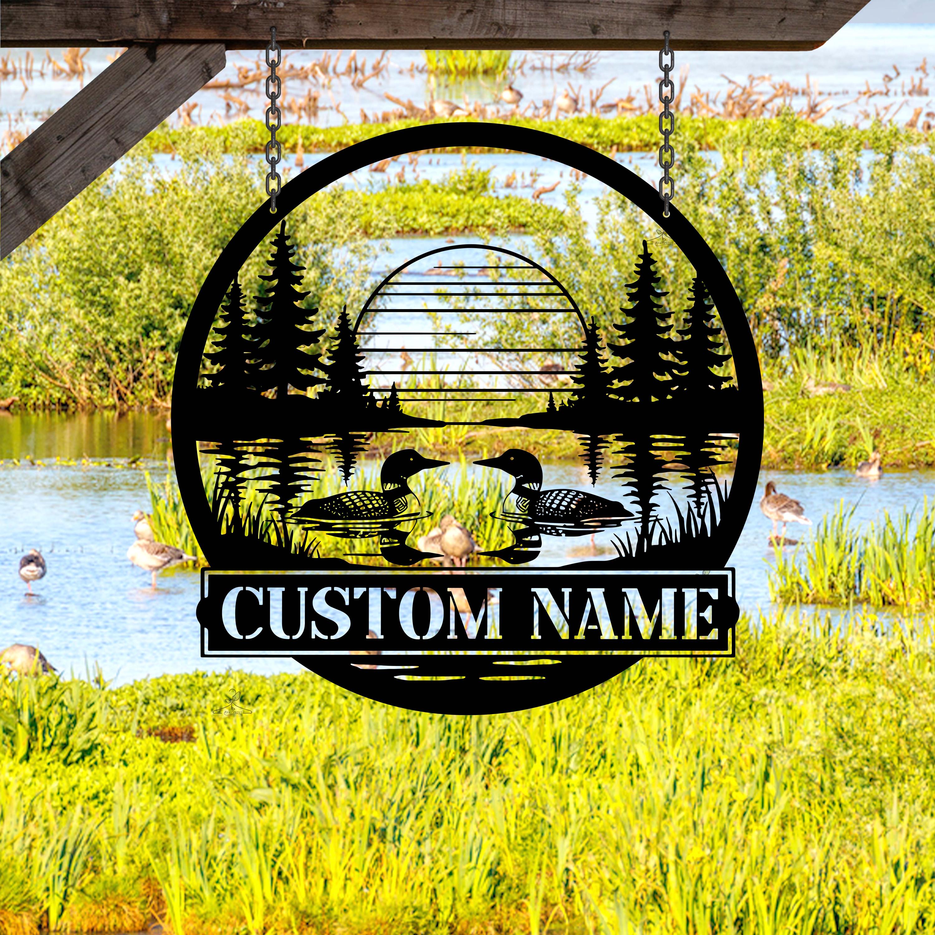 Custom Lake Loons Metal Sign, Personalized Duck Loons Name Sign ...