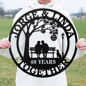 Custom 40th Anniversary Gift for Parents Metal, 40 Years/ Any Year Anniversary Signs, Ruby Anniversary Gift Wedding Anniversary Metal Wall
