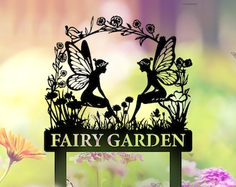 Personalized Fairy Metal Garden Sign, Custom Garden Sign, Metal Fairy Garden Art, Gardener Gift,Fairy Garden Stake,Outdoor Garden Yard Decor