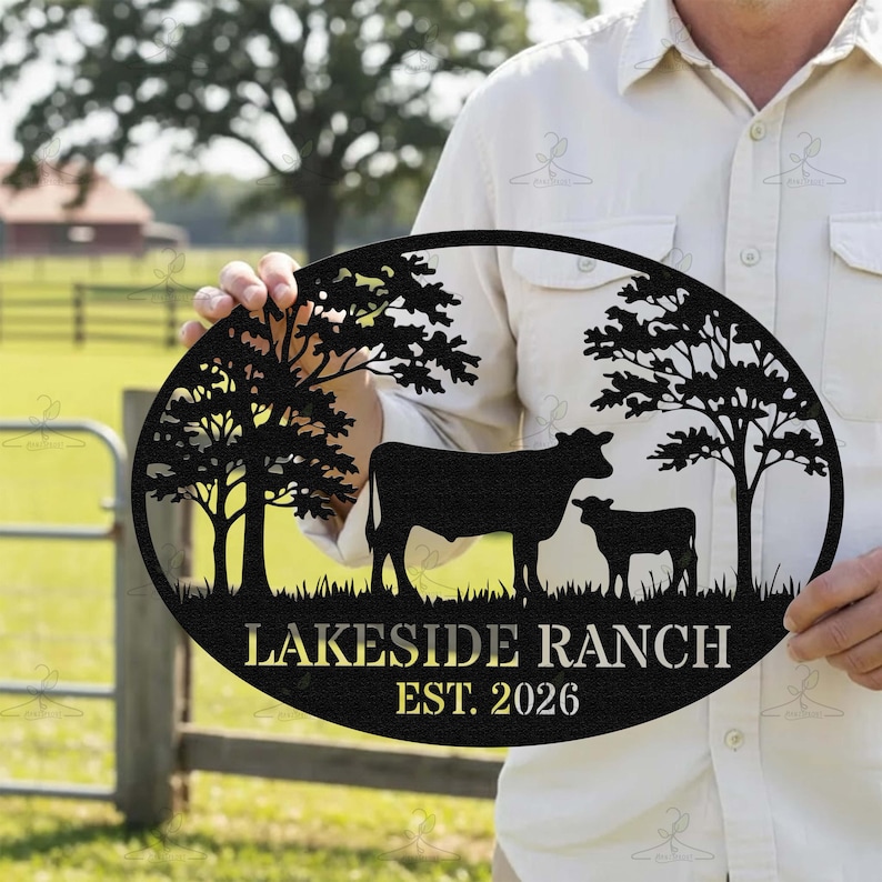 Custom Cattle Ranch Metal Sign: Personalized Farm Name, Outdoor Decor ...