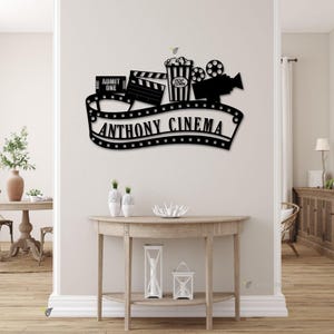 Custom Home Cinema Sign,Home Theatre Sign,Theater Room Decor,Personalized Movie Theatre Sign,Movie Room Metal Wall Art,Gift for Movie Geek
