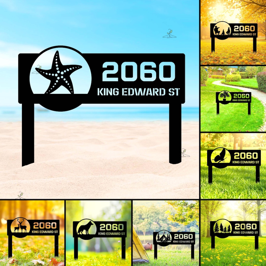 Custom House Number With Stakes Personalized House Number Plaque Custom House Number With Stakes Personalized House Number Plaque