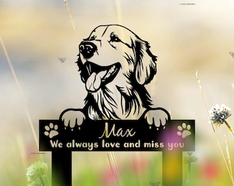 Custom Dog Metal Stake, Golden Retriever Dog Name Signs, Pet Garden Remembrance Stake, Outdoor Metal Dog Sign, Pet Cemetery Stake Dog Gifts