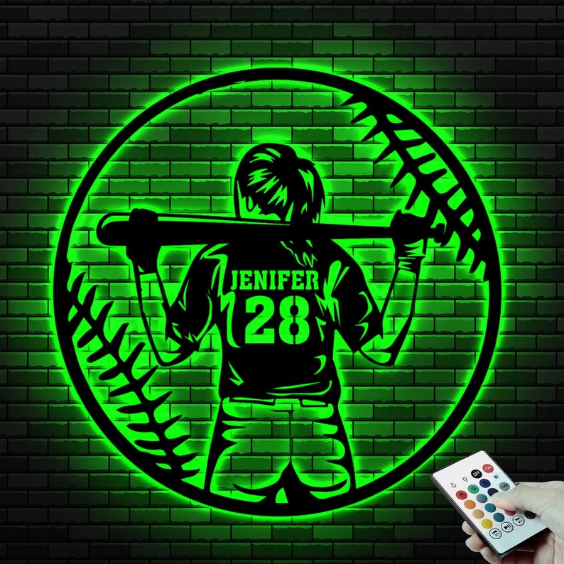 Personalized Softball Pitcher Metal Wall Art Led Lights, Pitcher Girl ...