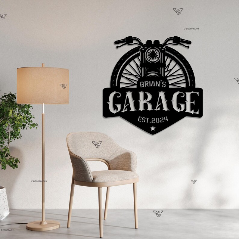 Custom Motorcycle Garage Sign Led Light, Personalized Metal Art, Metal ...