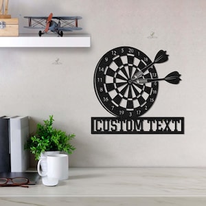 Personalized Dart Board Metal Sign | Custom Text Game Room Decor | Unique Man Cave Gift | Darts Wall Art for Bar And Pub | Dart Board Metal