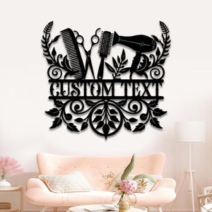 Personalized Hair Salon Wall Art, Custom Hair Salon Name Sign, Beauty Salon Decor, Salon Wall Decor, Salon Sign,Hairstylist Gift,Door Hanger