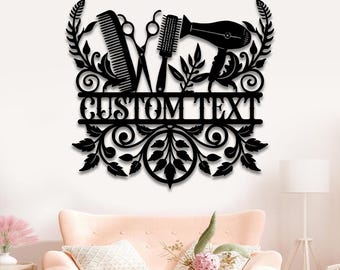 Personalized Hair Salon Wall Art, Custom Hair Salon Name Sign, Beauty Salon Decor, Salon Wall Decor, Salon Sign,Hairstylist Gift,Door Hanger