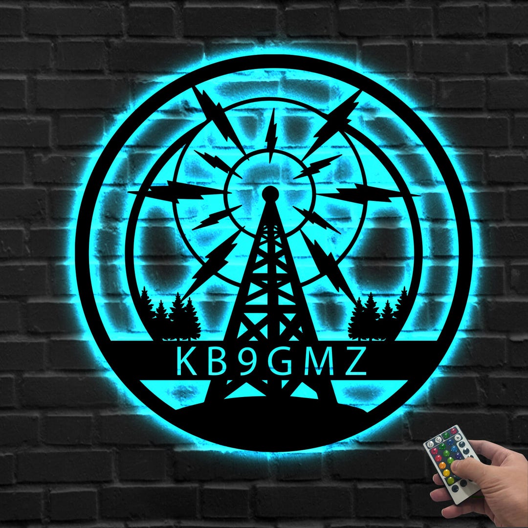 Custom Ham Radio Metal Wall Art LED Light, Personalized Amateur Radio ...