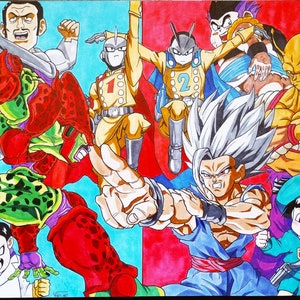 DBS SUPERHERO originele handgemaakte tekening A3-formaat Dragon Ball TEKENING fanart Gohan beest schilderij alcohol marker originele tekening poster