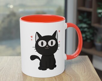 cat Coffee Mug black cat for cat owner funny cat cartoon style mug for cat lovers perfect for a gift