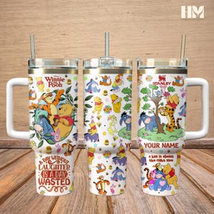 Personalized Winnie The Pooh 40oz Tumbler, Disney Character Cup, Pooh And Friends Stainless Tumbler, Eeyore Tigger Cup, Disneyland Trip