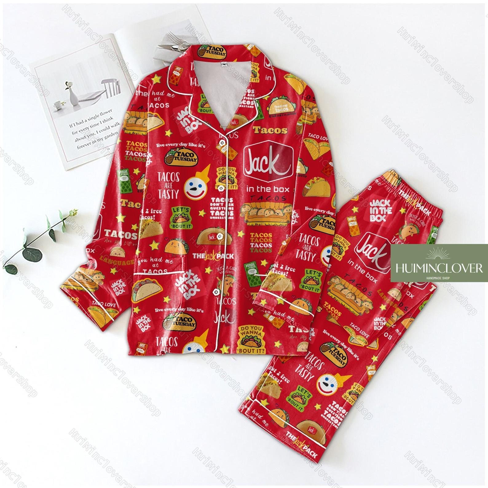Taco Bell Pajamas Set, Taco Bell Womens Pajamas, Fast Food Holiday Pajamas, Taco Bell Thick Pajamas, Taco Bell Christmas Pajamas