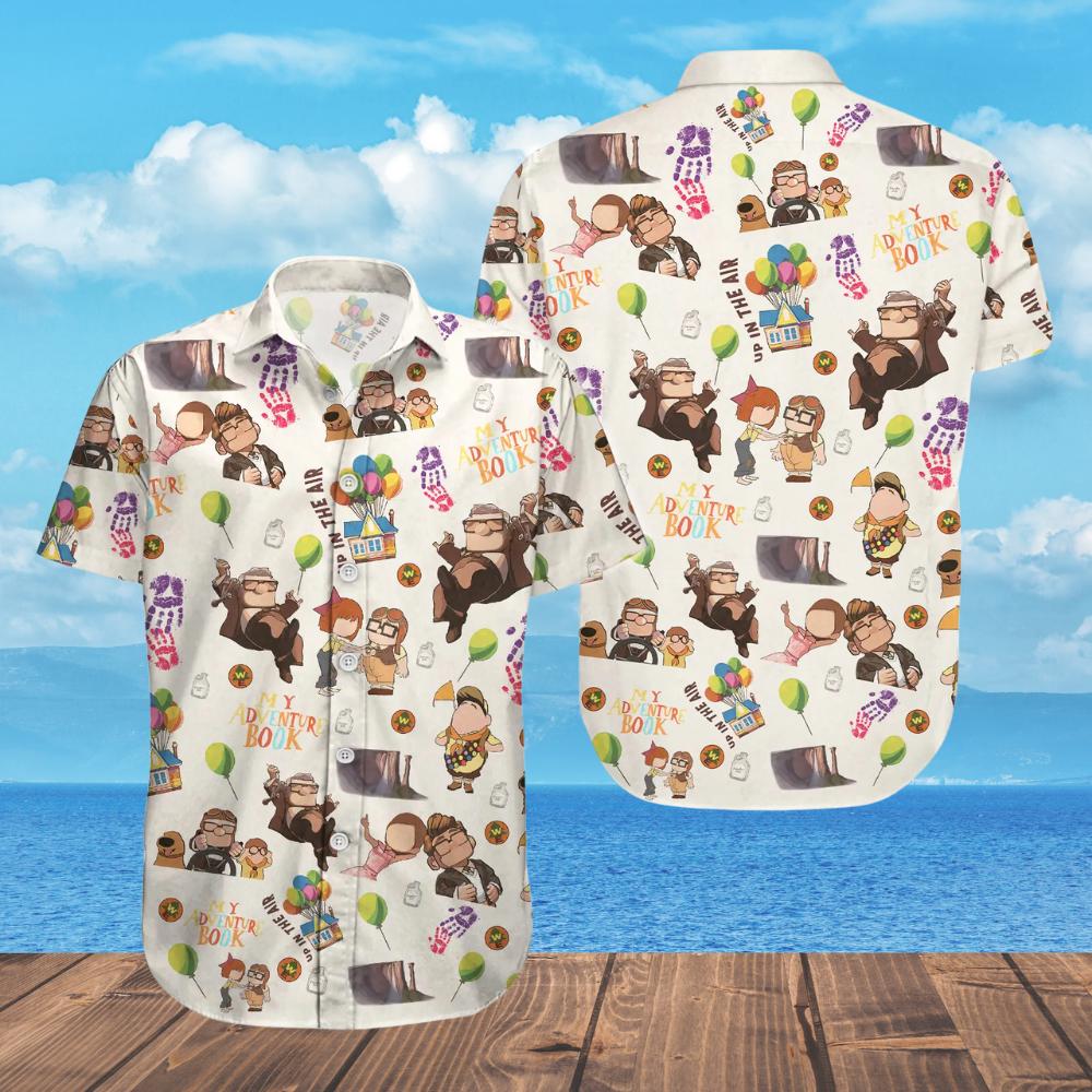 Carl And Ellie Button Shirt, Disney Up Movie Short, Romantic Couple Shirt, Disney Pixar Up Couple Beach Shirt, Valentine's Day Gift