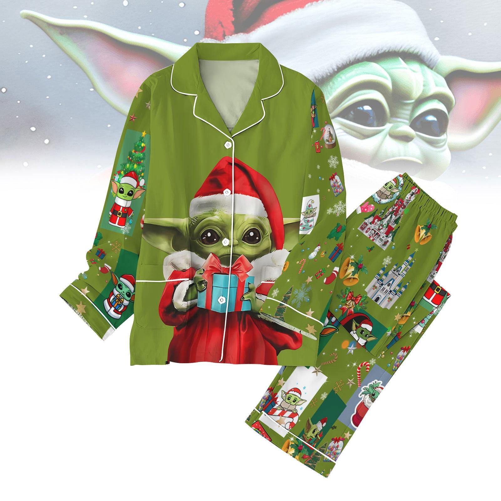 Baby Yoda Santa Christmas Pajamas Set Disney Star Wars Matching Shirt Cute Grogu Shirt Star Wars Midnight Shirt Magic Kingdom Gift Etsy UK