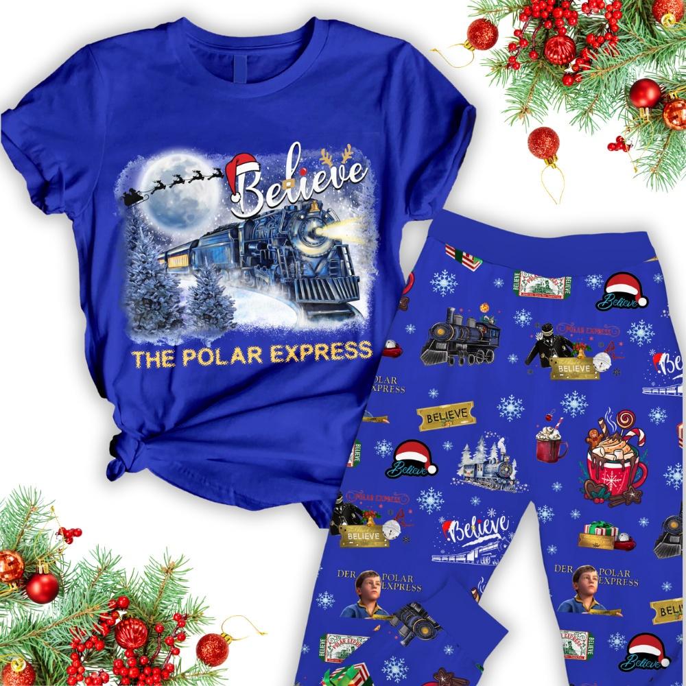 Discover The Polar Express Christmas Pajamas Set, North Pole Believe Movie T-Shirt