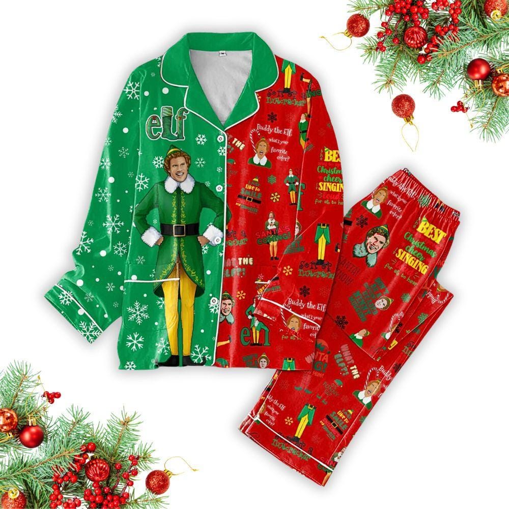 Christmas Buddy the ELF Pajamas Set Funny Christmas Movie Shirt Elf Matching Shirt Holiday Women Pajamas Christmas Costume Gift Etsy