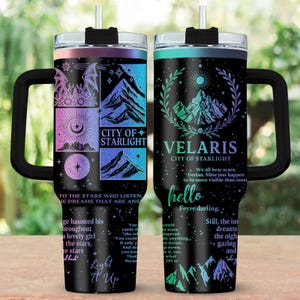 Velaris City Of Starlight Engraved Tumbler, Acotar Bookish Drinkware Tumbler, Throne Of Glass 40oz Tumbler, Night Court Fan Cup