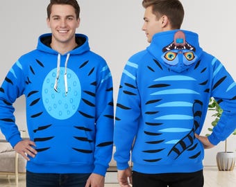 Felpa con cappuccio costume tigre cacciatori di demoni Kpop, felpa con cappuccio cosplay Derpy Tiger e pantaloni da jogging, felpa con cappuccio tigre blu, felpa con cappuccio costume tigre Derpy