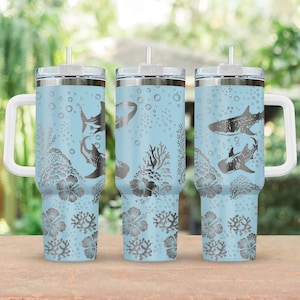Whale Shark Engraved Tumbler, Sea Lover Tumbler For Her, Underwater Animal Drinkware Tumbler, Ocean Scene Marine Life 40oz Tumbler
