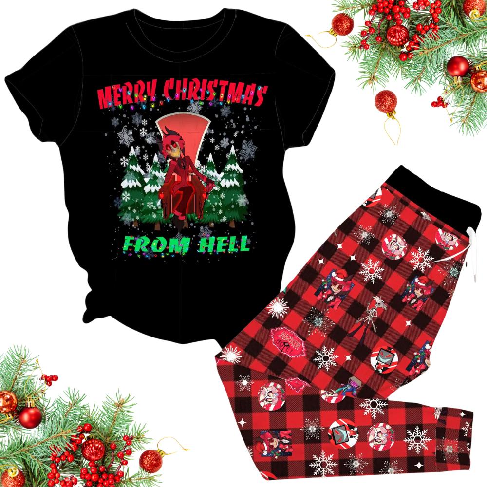 Hazbin Hotel Alastor Christmas Pajamas, Funny Alastor Matching Shirt, Animated Series Shirt, Angel Dust Xmas Pajamas, Holiday Gift