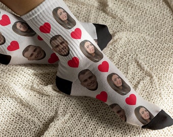 Calcetines de cara de persona personalizados, calcetines de fotos personalizados, calcetines divertidos, calcetines de pareja, calcetines impresos personalizados, calcetines de imagen, calcetines de cumpleaños