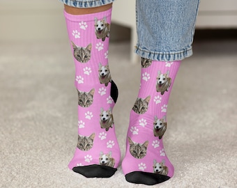 Custom Pet Photo Socks, Custom Dog Face Socks, Custom Cat Face Socks, Personalized Pet Socks, Gift for Pet owners, Socks for pet lover's