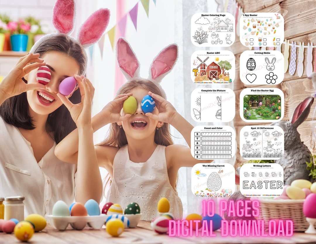 Easter Activity Printable, Easter Games, Kids Fun Coloring Pages, Happy ...