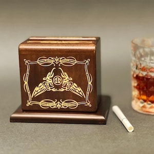Distributore di sigarette in legno | Scatola per sigarette personalizzata | Accessori per fumatori personalizzati | Idee regalo per uomo | Regalo per fumatore