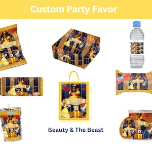 Beauty and the Beast Party Favor Template, Editable in Canva (Digital Product)