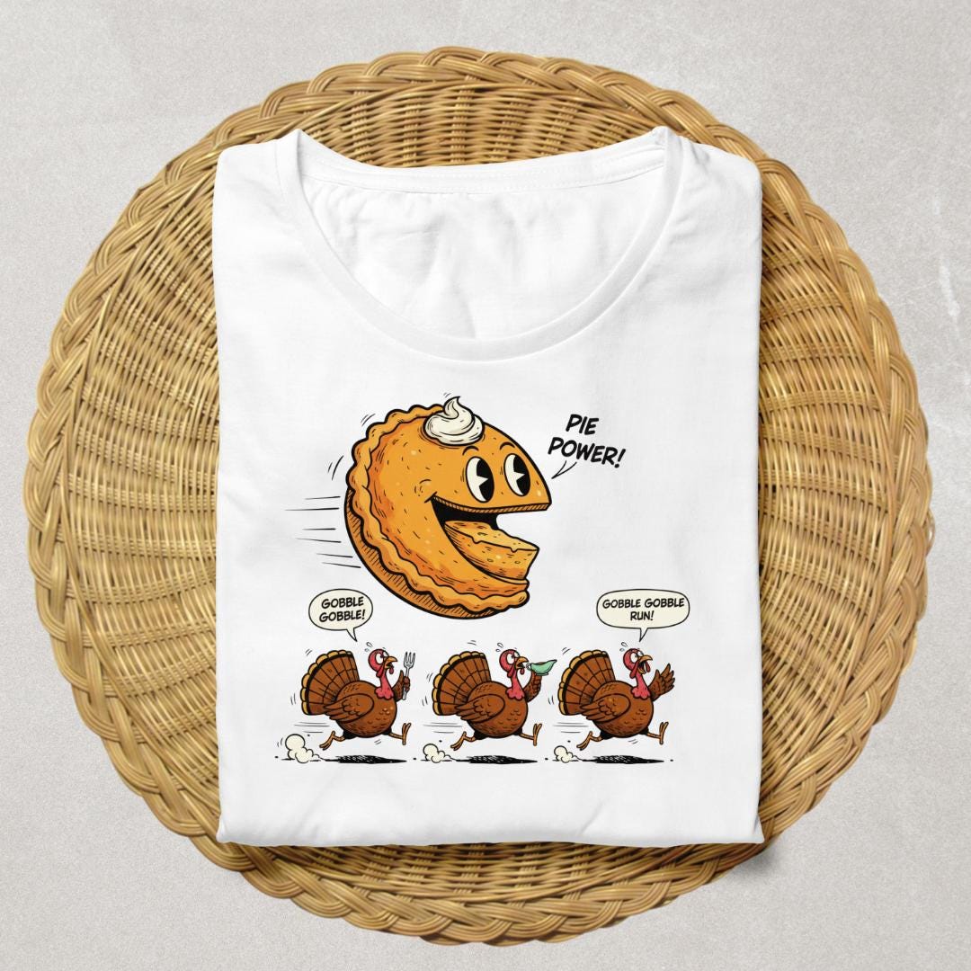 レトロな感謝祭のパンプキンパイと七面鳥を追いかけるPNG：面白い秋のデザイン - Etsy 日本, image size:1080x1080