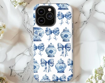 Chinoiserie Coquette Phone Case, Preppy iPhone Case, Soft Girl Aesthetic, iPhone 16 15 14 13 12 11 Pro Max 8 Plus X Samsung Galaxy S24 S23