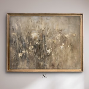 Wildflowers Oil Painting: Vintage Farmhouse Wall Art (Digital Download)