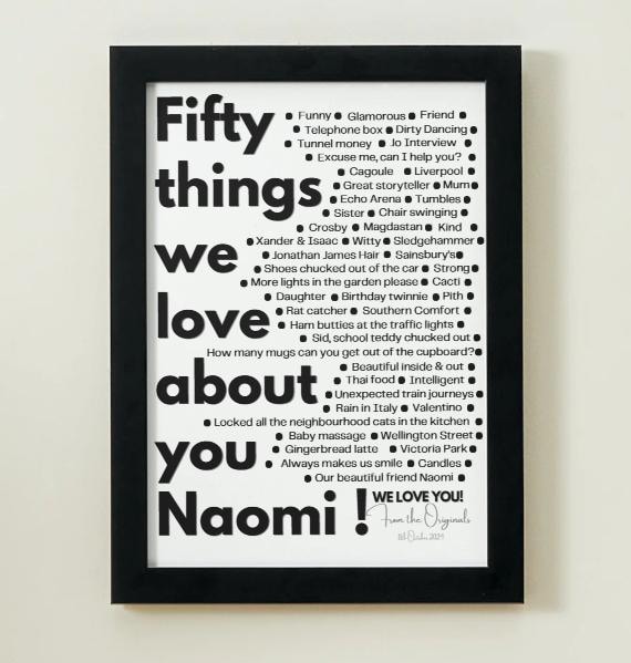Fifty Things we love about you (50th Bday gift)