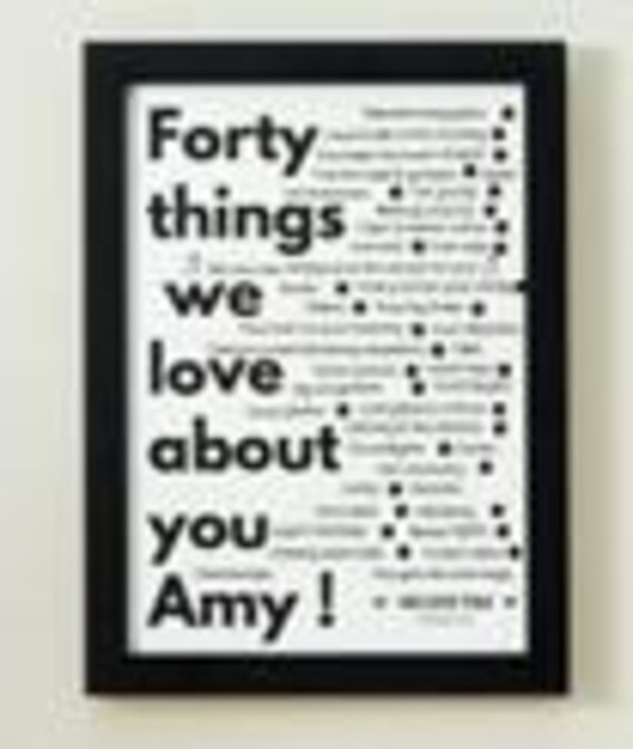 Forty things we love about you Birthday digital print