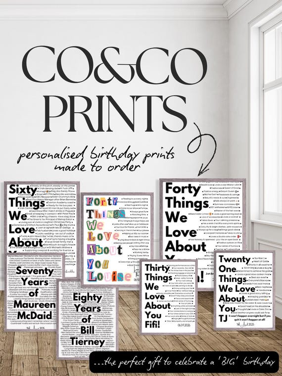 Personalised 50 Reasons We Love You Print, Custom Birthday Keepsake Gift