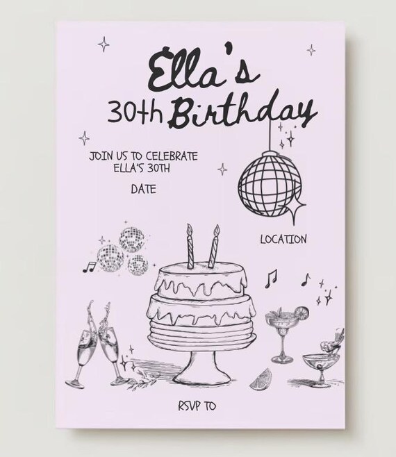 Editable 30th Birthday Invitation Template (Digital Download)