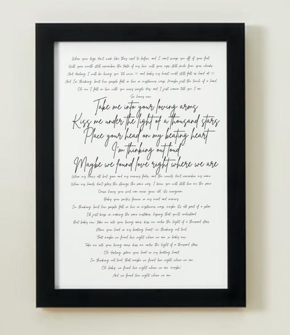 Song Lyric Print Frame